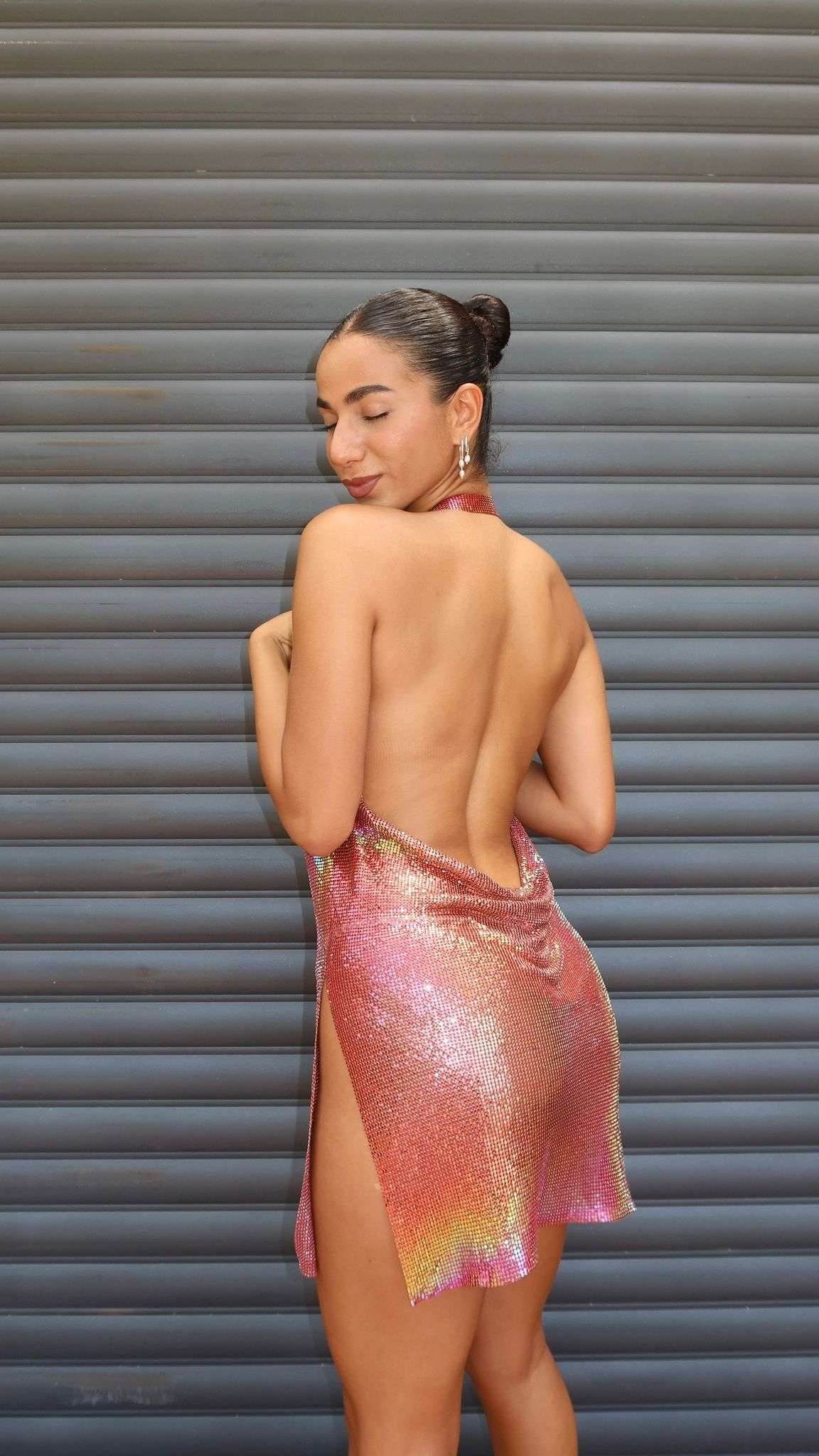 Model in a stunning evening gown at a gala